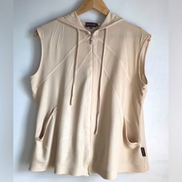 Moncler Tops - Moncler Cream Sleeveless Hoodie